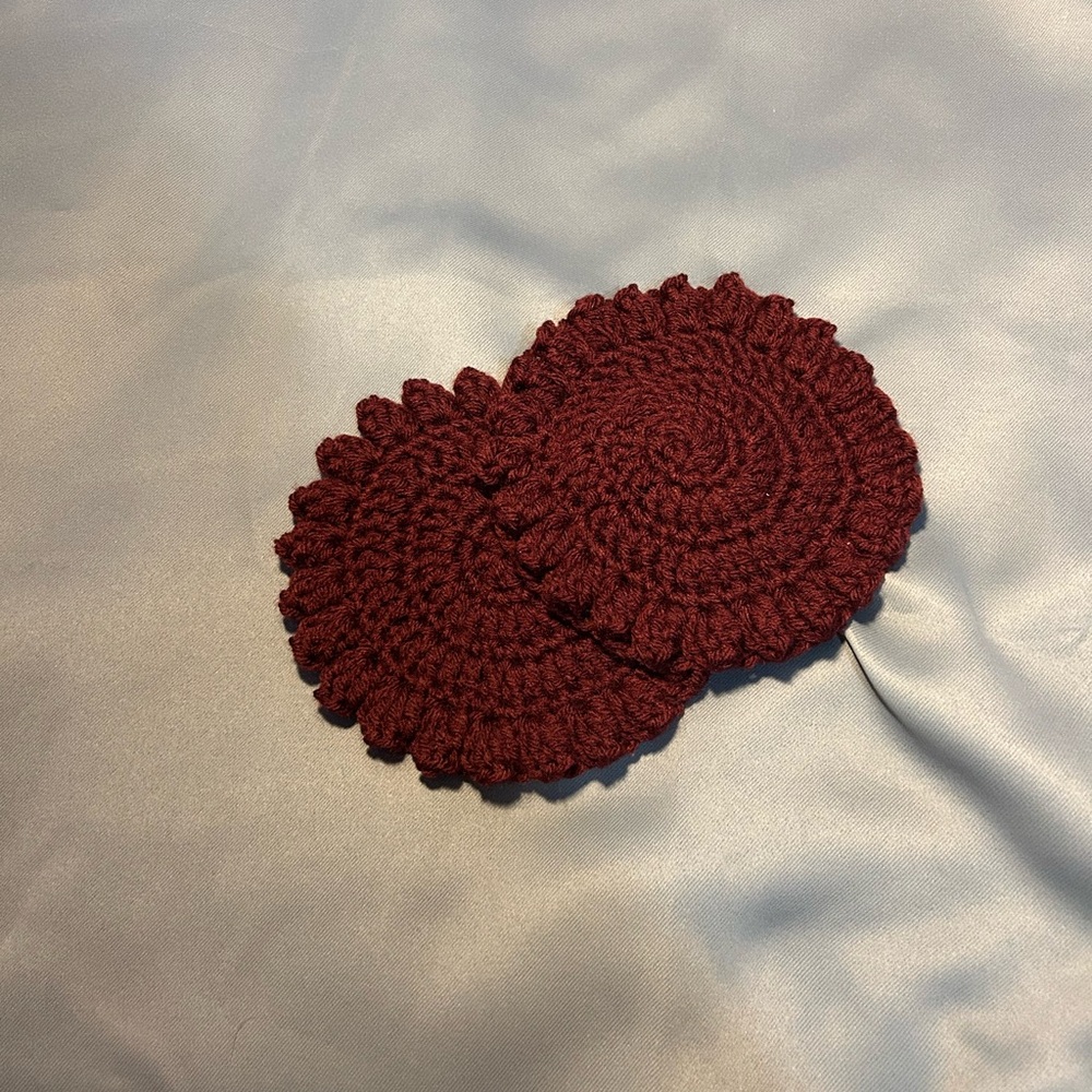 Elegant Burgundy Crochet Coasters